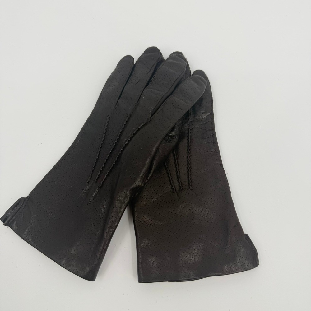 Unbranded Shearling Suede Gloves Vintage Women Small Dark Brown Winter Accessory